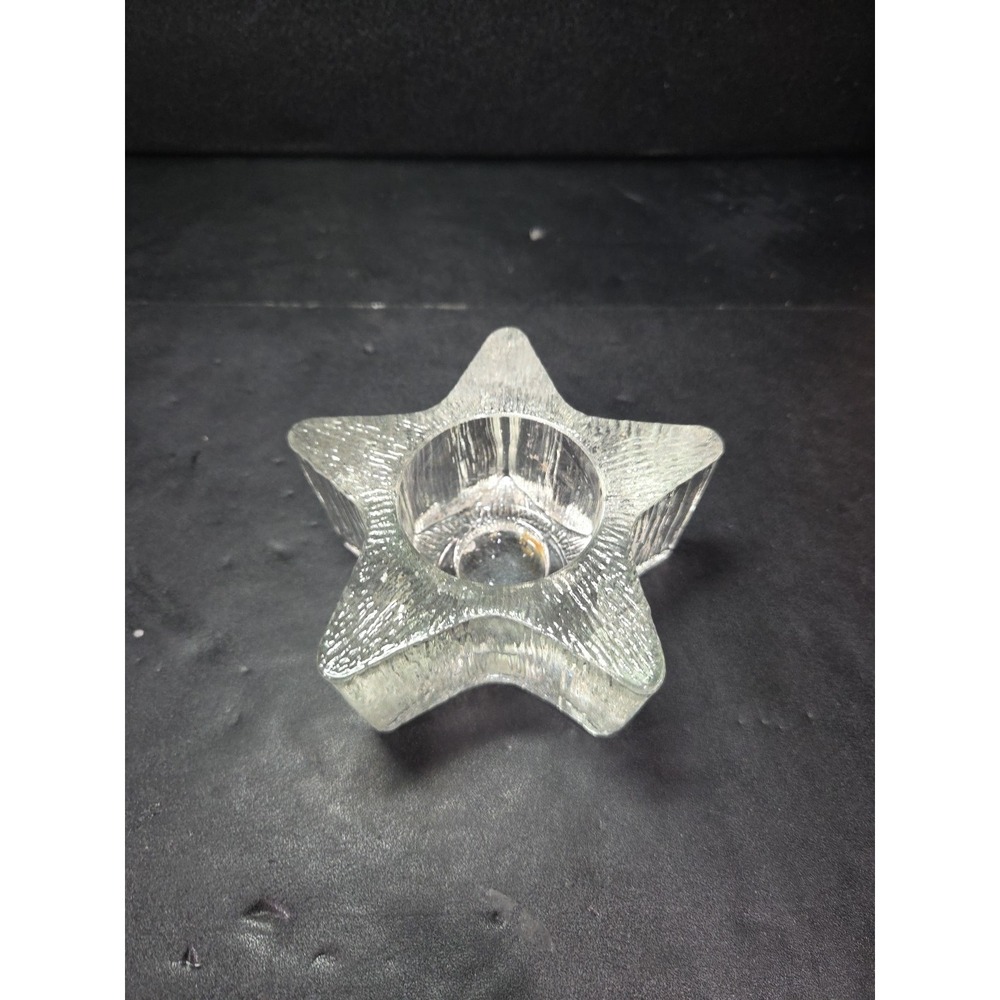 Avon Starbright Star Shape Candle Holder 1980, Thick Glass, Textured Vtg Decor‎